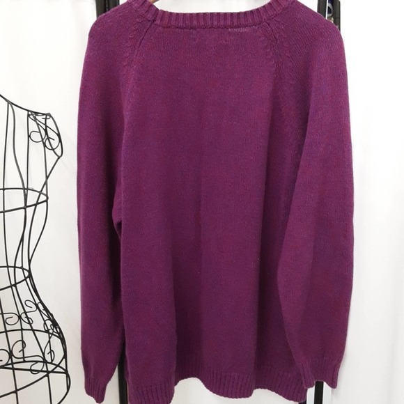 Cozy Oversized Lands End Purple Cotton Sweater - Picture 4 of 11
